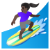 woman surfing, dark skin tone